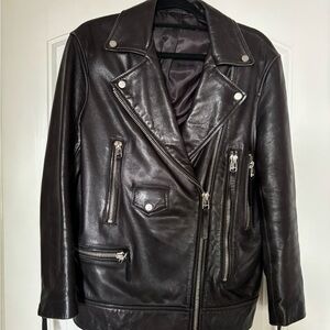 Zara Oversized Leather Moto Jacket